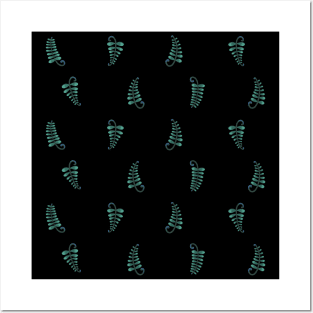 Dark Open Simple Leaf Pattern Posters and Art